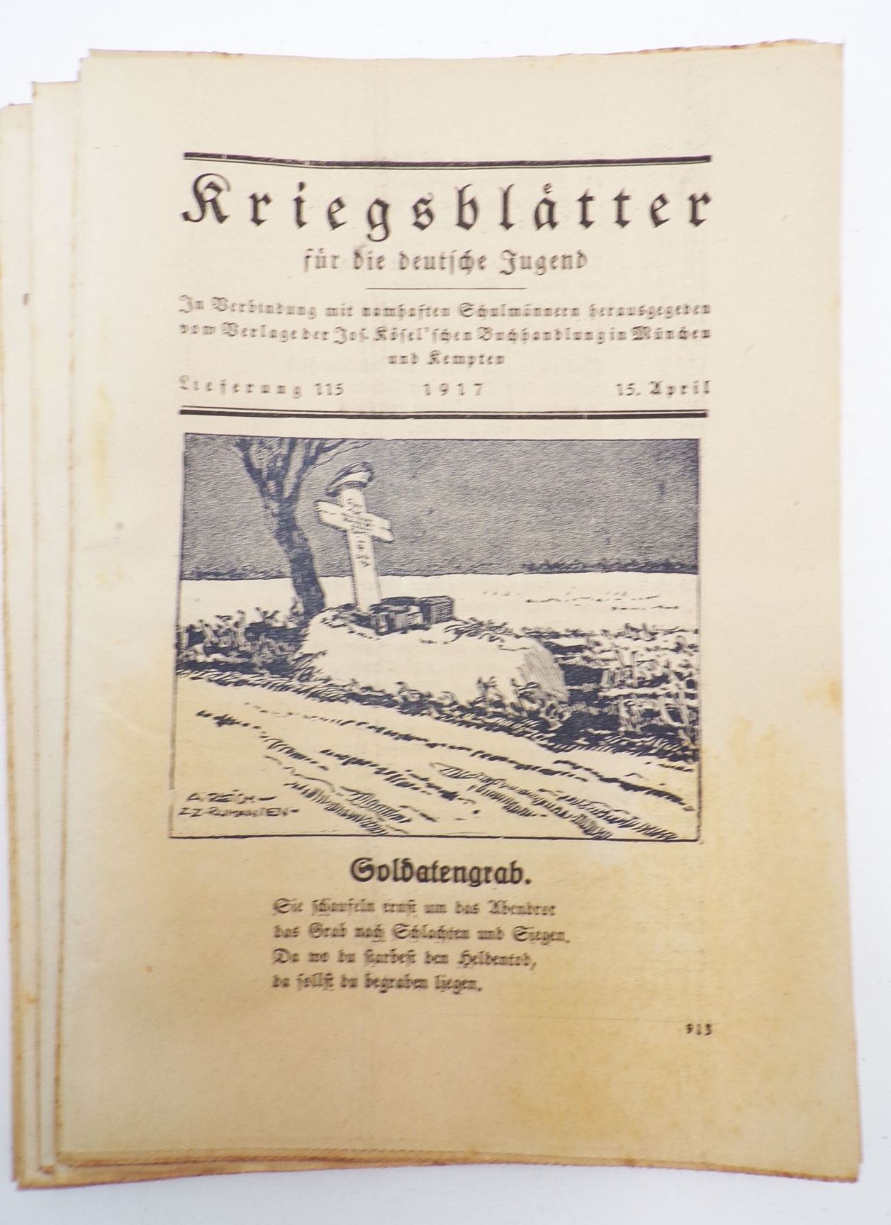 Kriegsblätter für die deutsche Jugend 101 bis 132 München Kempten 1917