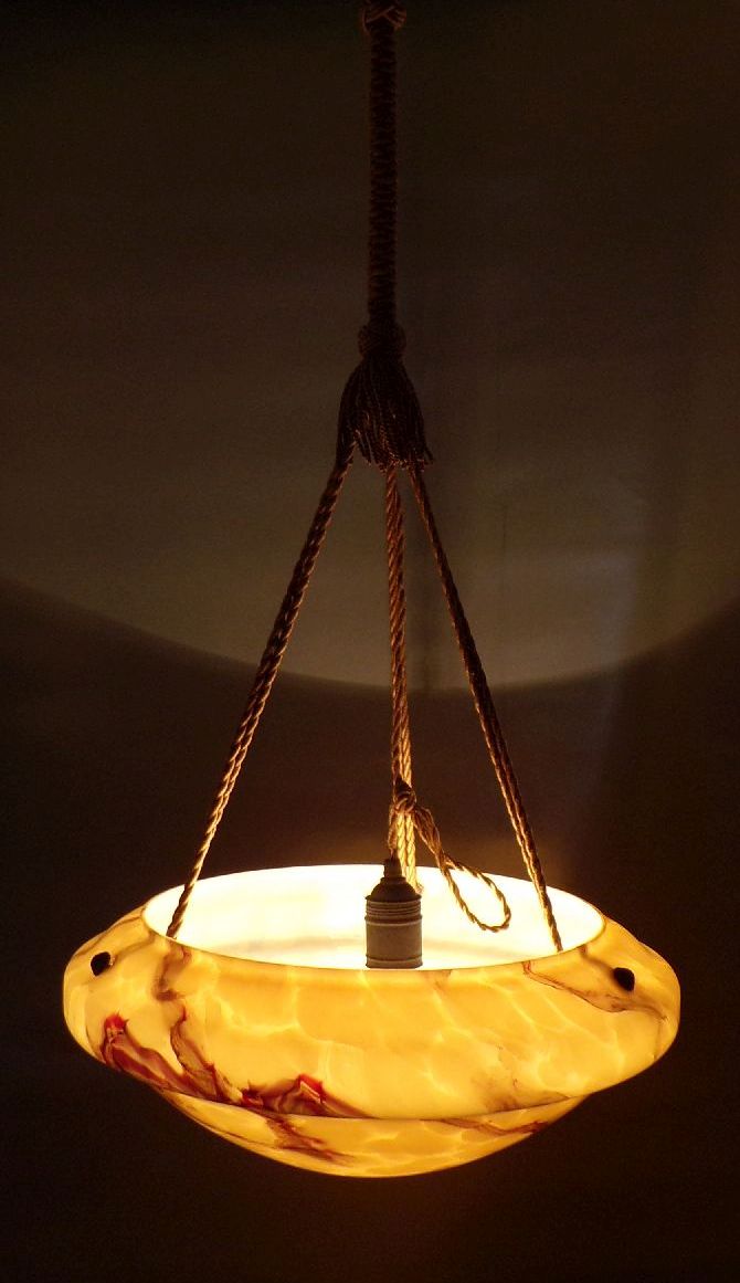 Alte Schalenlampe Art Deco E27 Marmor Optik Deckenleuchte 