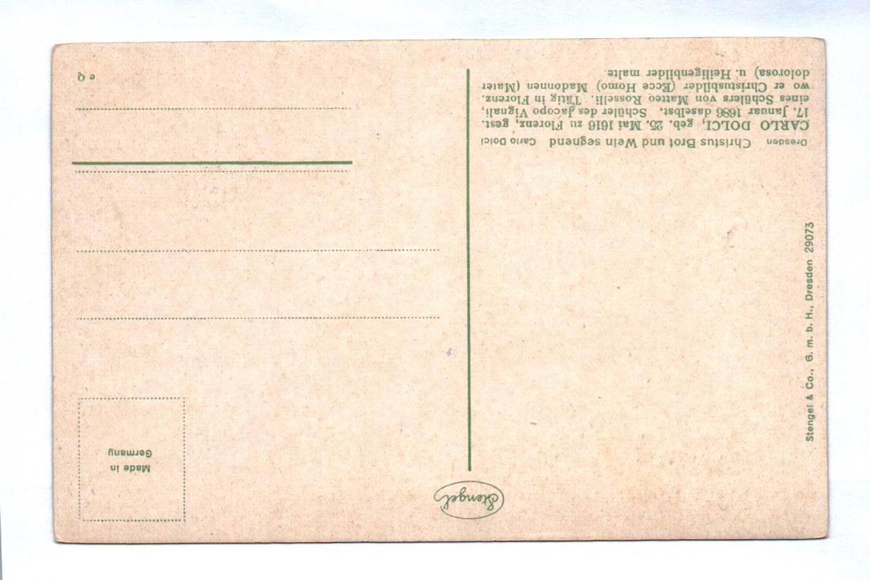 Ak Dresden Christus Brot und Wein segnet Cario Dolci Motivkarte Ak Dresden Christus Brot und Wein segnet Cario Dolci Motivkarte