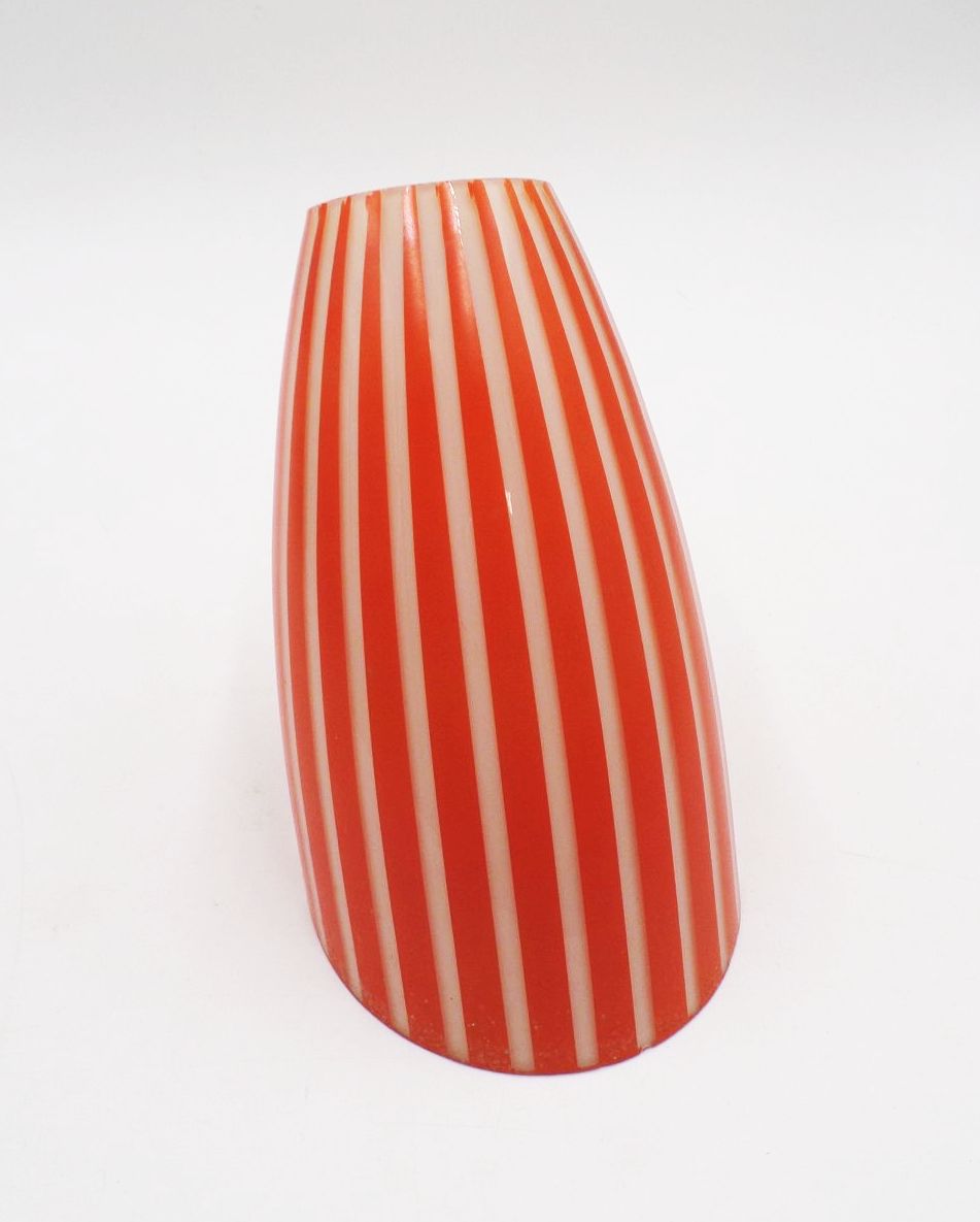 Alter Lampenschirm Tütenlampe Orange Weiß 50er 60er Vintage Retro Lampenglas