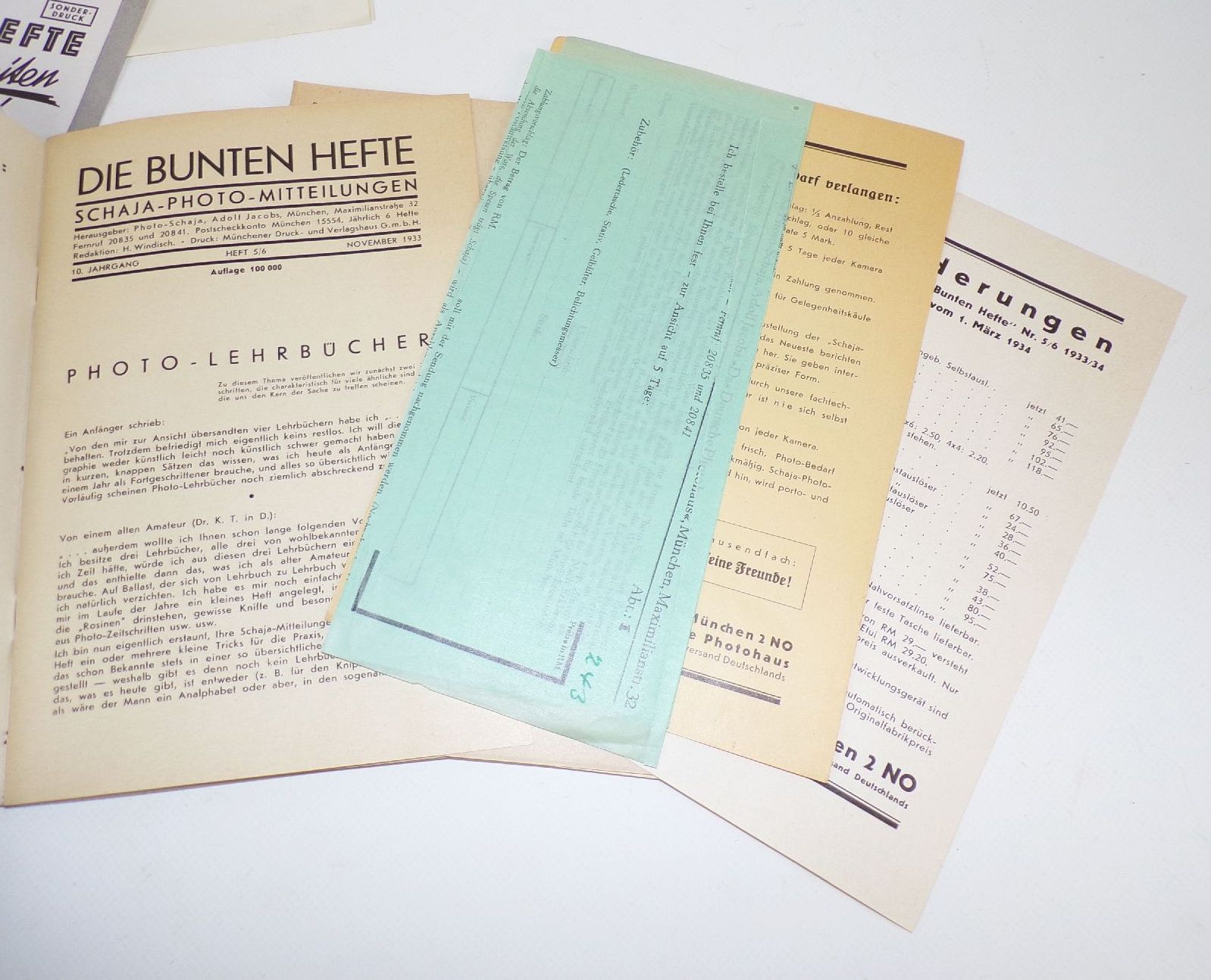 Die bunten Hefte Schaja Photo Mitteilung Lot 1933 1934 