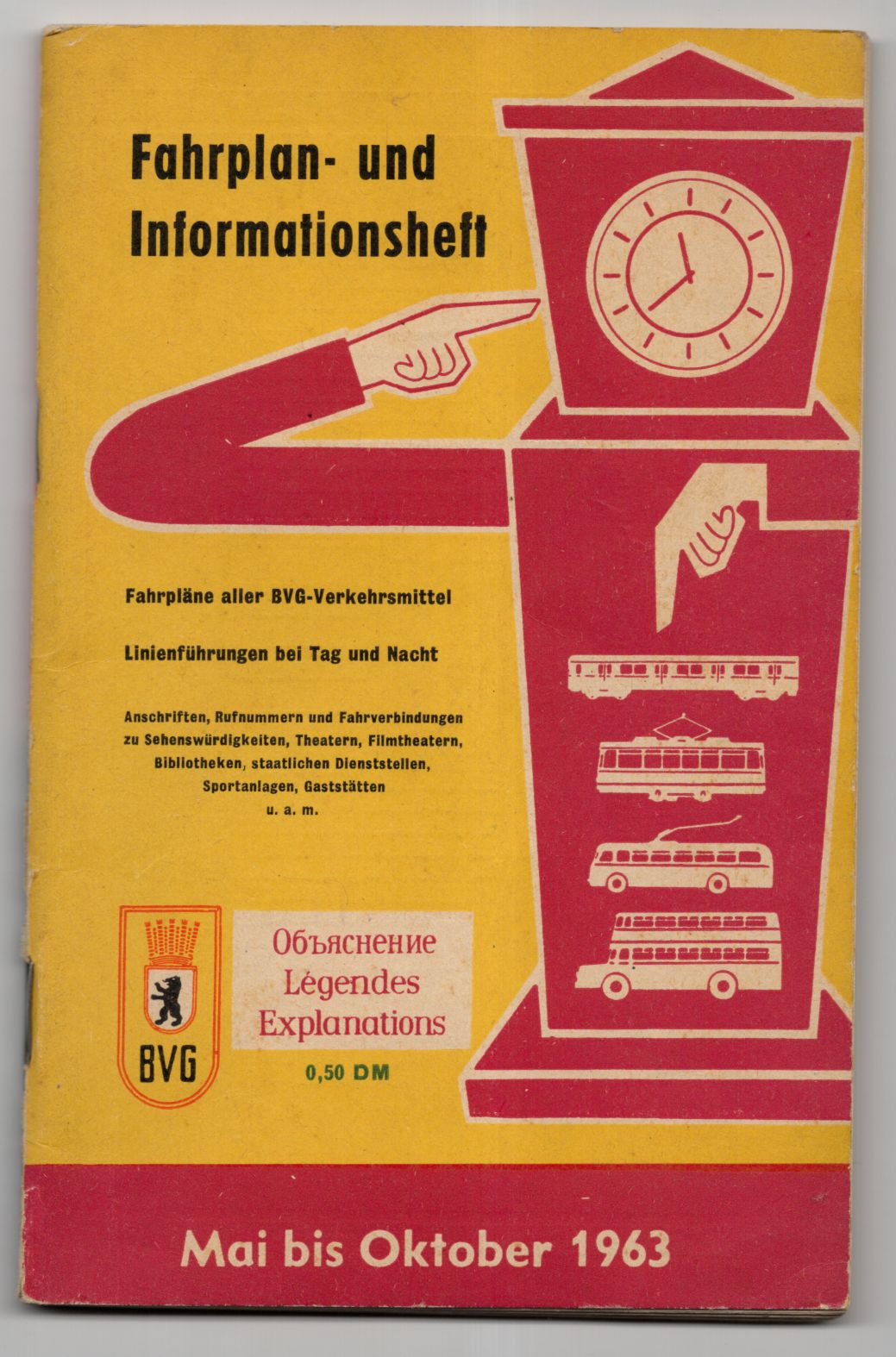 BVG Fahrplan und Informationsheft Mai bis Oktober 1963 DDR 