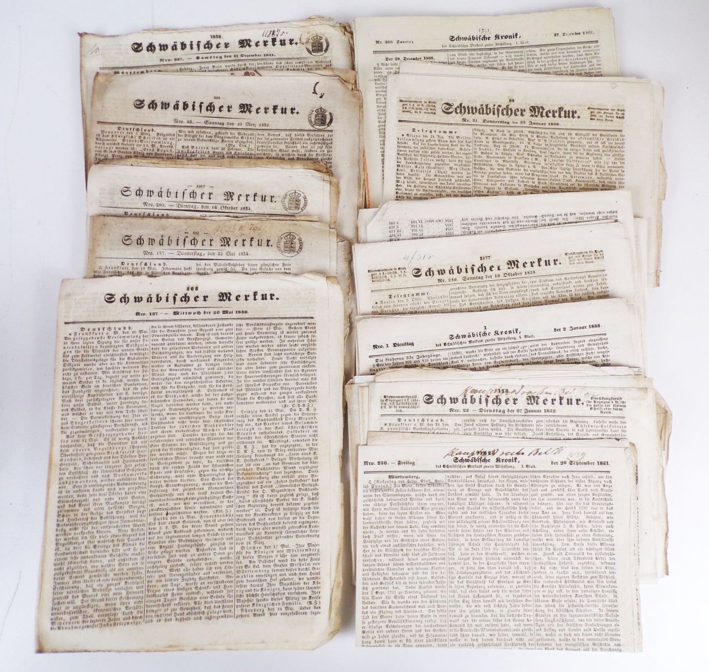 Zeitung Schwäbischer Merkur 1839 bis 1855 Zeitung