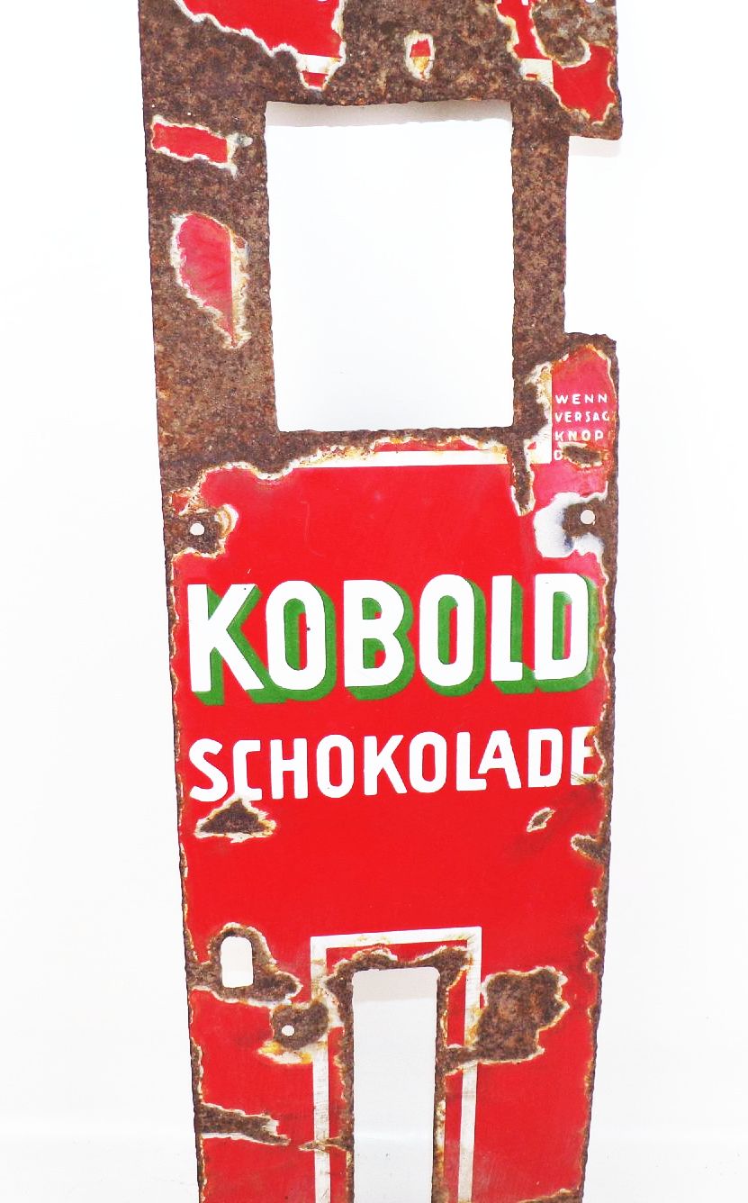 Altes Emailschild Kobold Schokolade Automaten Emaille Schild 