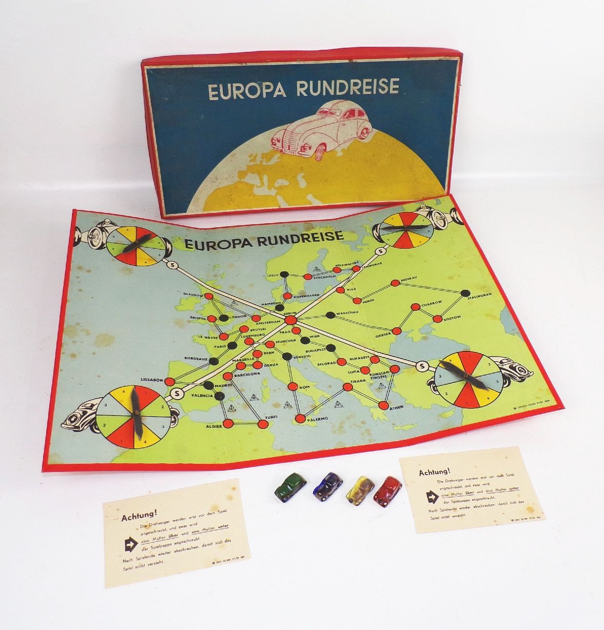 Europa Rundreise Auto Brettspiel WL Spiele altes Gesellschaftsspiel 