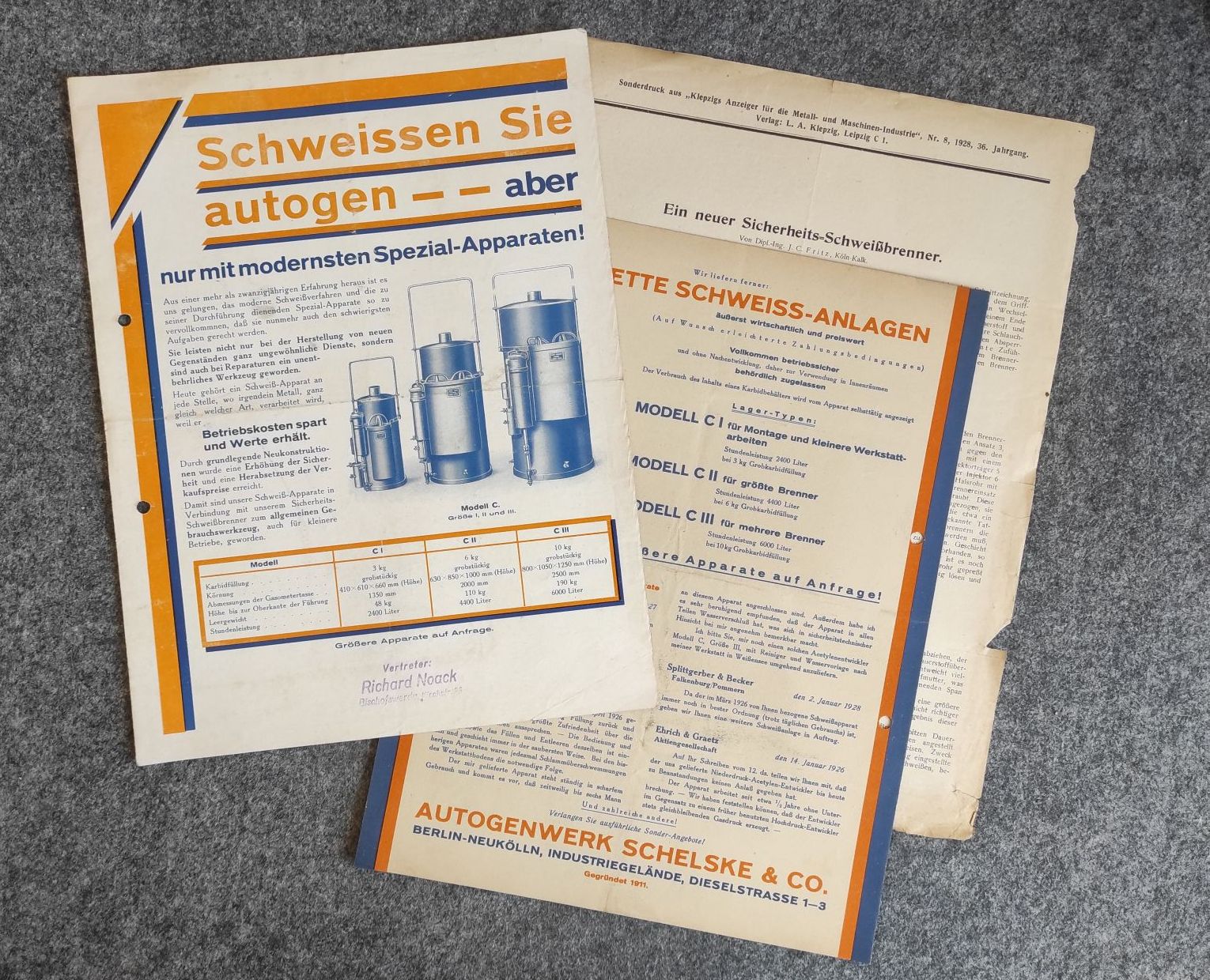 Autogenwerk Schelske Co Berlin Neukölln um 1928 Spezial Apparate Autogenwerk Schelske Co Berlin Neukölln um 1928 Spezial Apparate