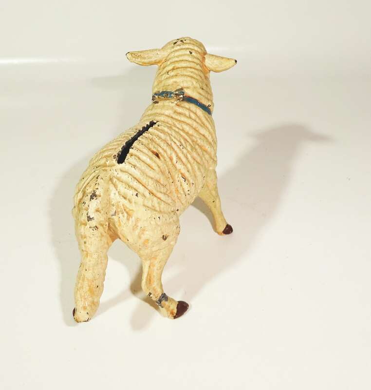 Uralte Spardose Schaf Lamm Zinn um 1900 Sparbüchse