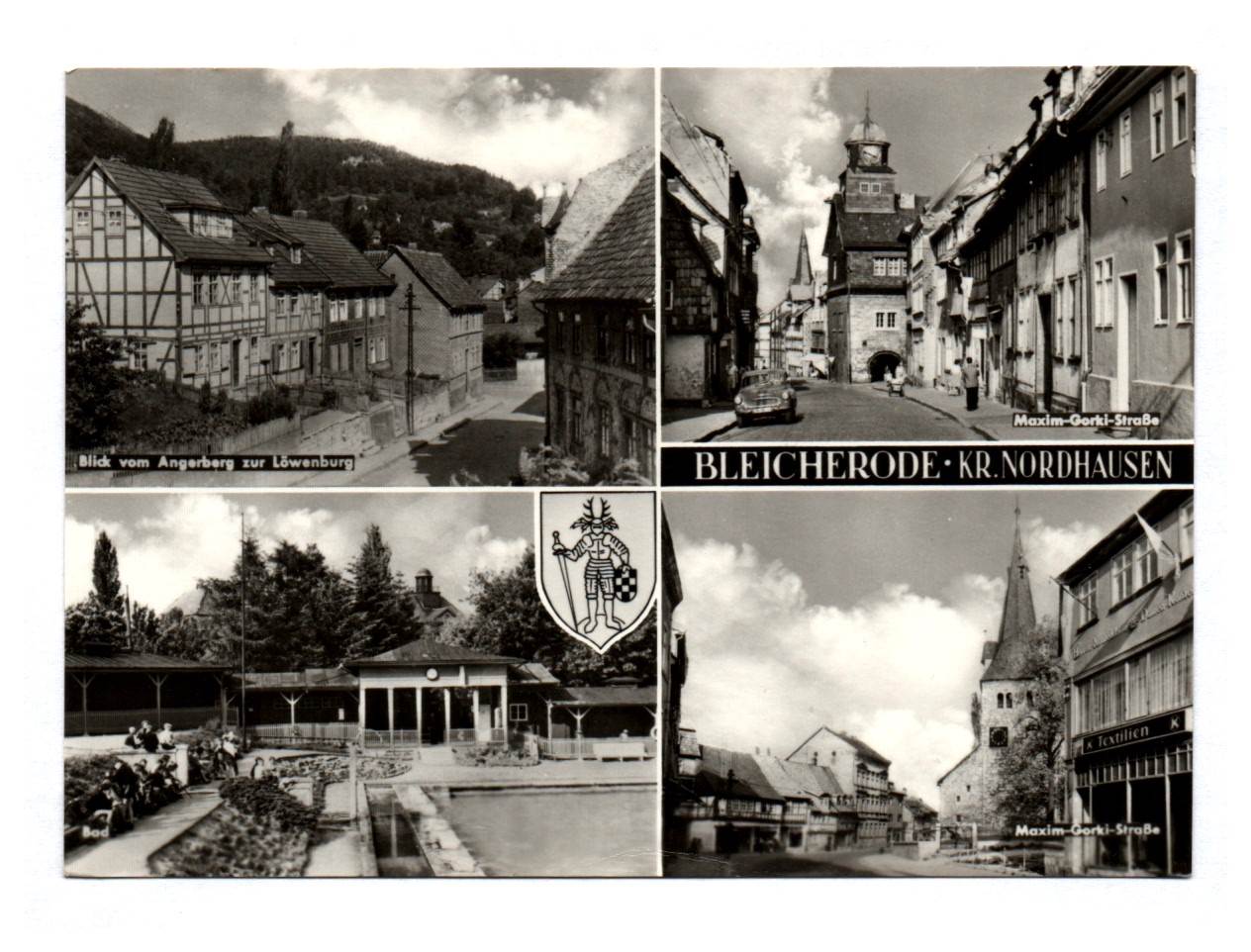 Ak Bleicherode Kr Nordhausen Blick vom Angerberg zur Löwenburg Maxim Gorki Straße DDR Echtfoto Ak Bleicherode Kr Nordhausen Blick vom Angerberg zur Löwenburg Maxim Gorki Straße DDR Echtfoto