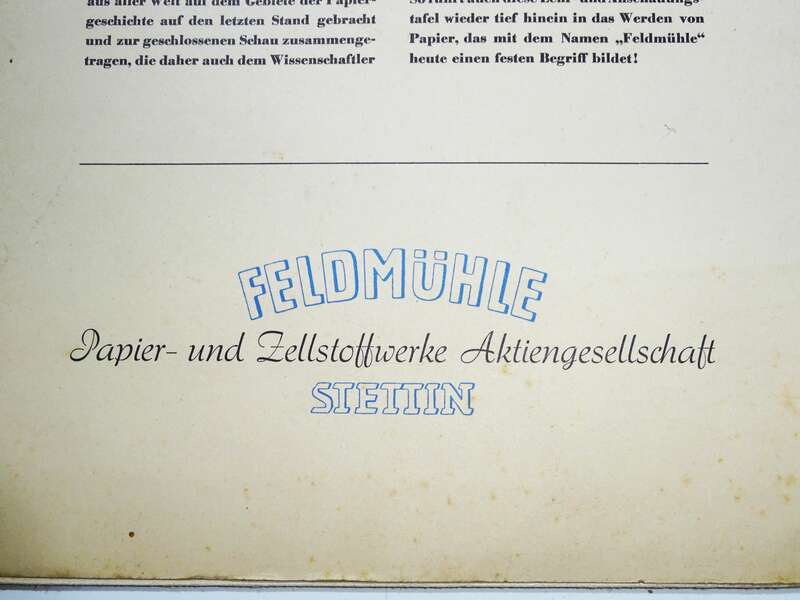 Reklame Plakat Papier im Wandel der Jahrtausende Feldmühle Stettin 1930er 