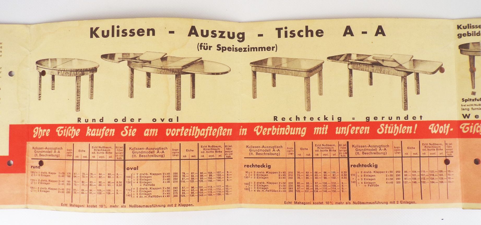 Altes Prospekt Wolf Tische 1933 Wolf u Cie Stuhl Tisch Fabrik Oelsa Rabenau 