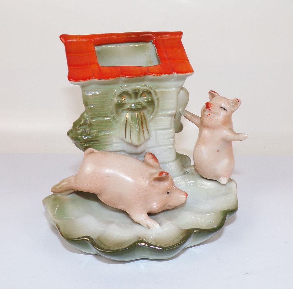 Alte Porzellanfigur Schweine Glücksschweine 2 Stück Schweinchen vor 1945