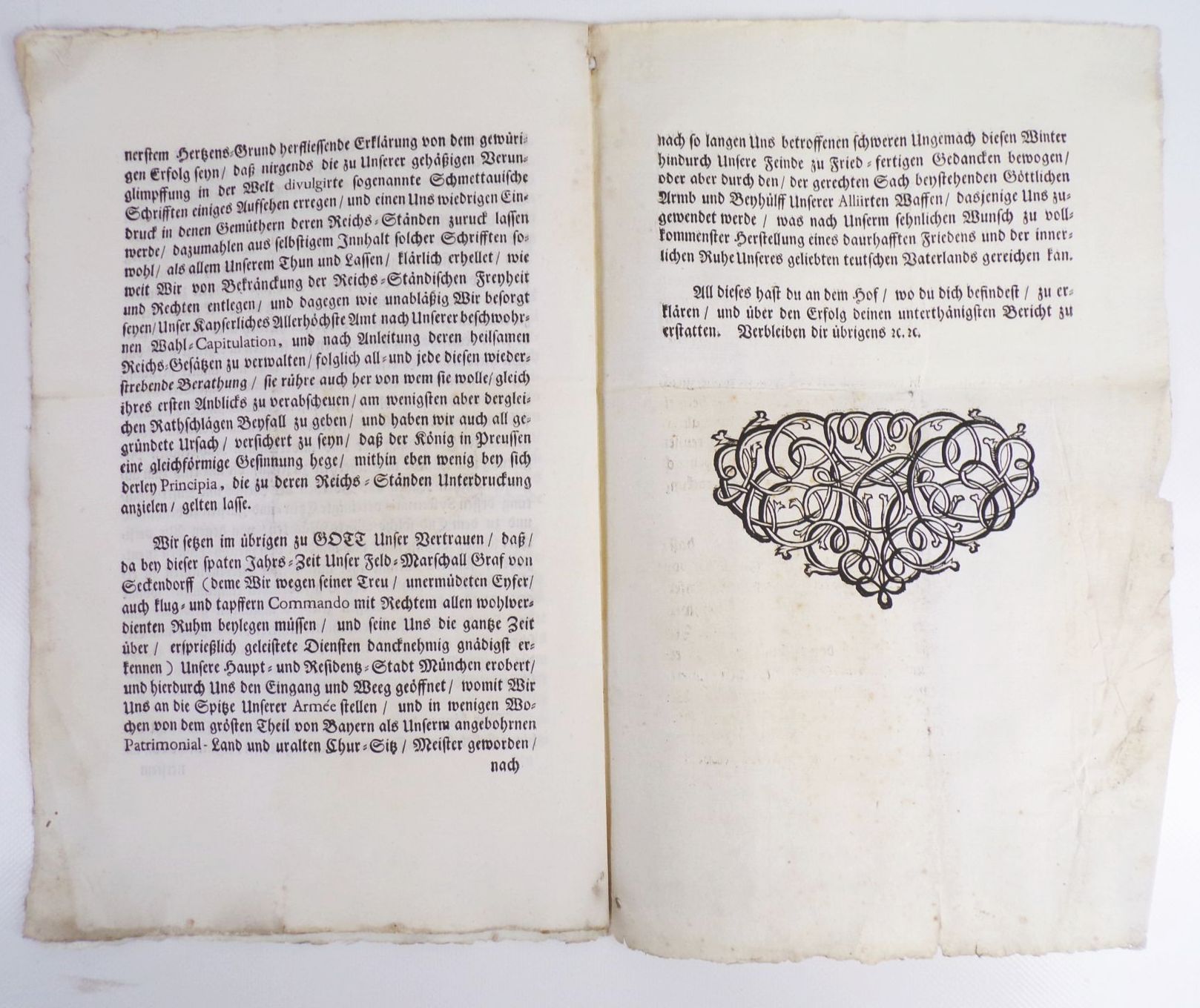 Rundschrift 1744 München Österreichischer Erbfolgekrieg Angriff auf Vaterlandsliebe