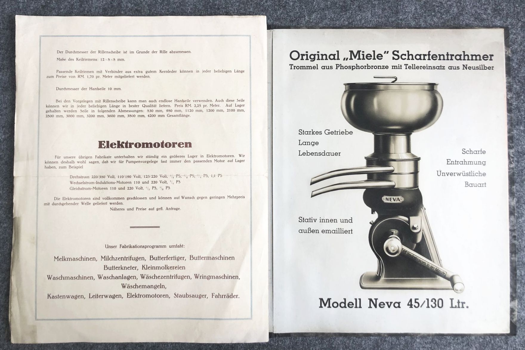 Originale Mappe Miele Werke AG Gütersloh Westfalen Prospekte ca 1936 Preislisten