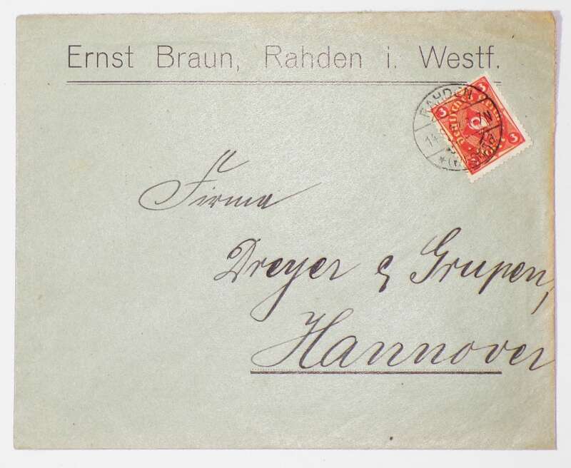 Firmenbrief Ernst Braun Rahden in Westfalen 1922 