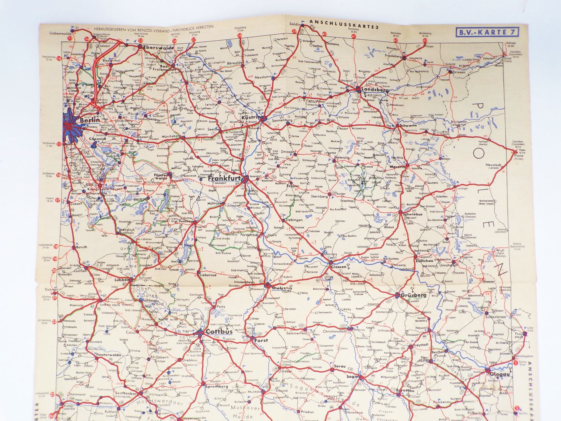 BV Aral 7 Landkarte Liegnitz Glogau Görlitz Dresden 1930 er