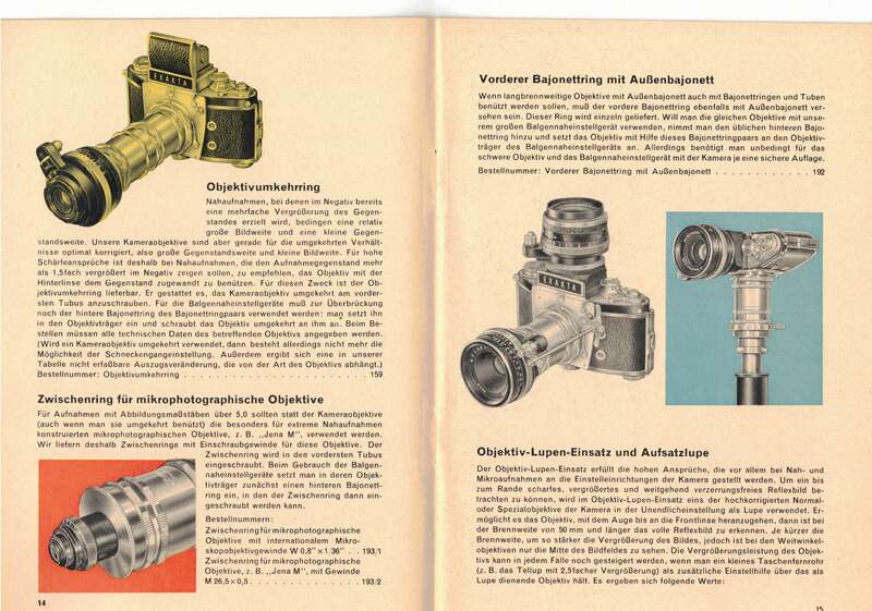 Werbe Broschur Exa Exakta Varex Nahaufnahmen Mikroaufnahmen Stereoaufnahmen 1962 