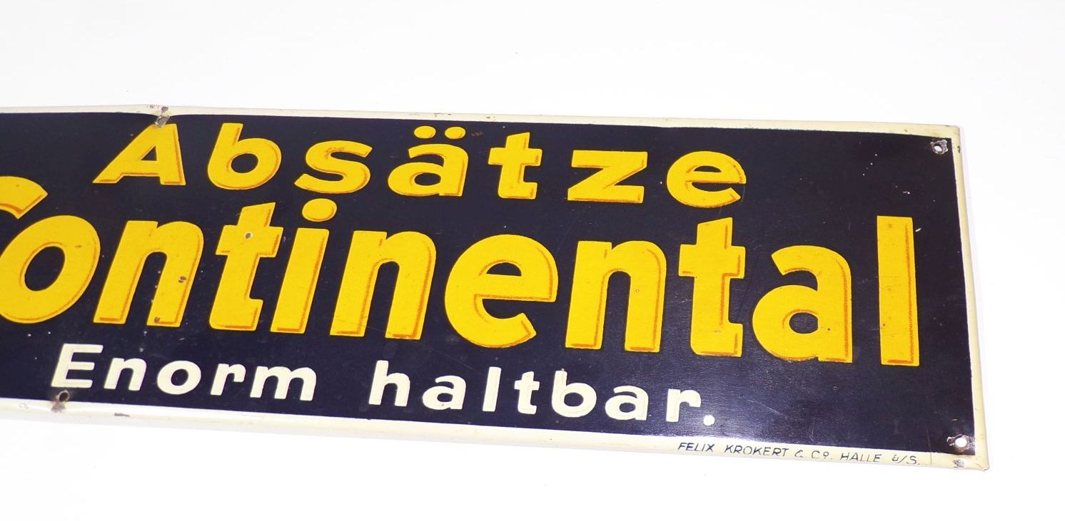 Altes Blechschild Continental Absätze Enorm haltbar 1930er tolle Farben