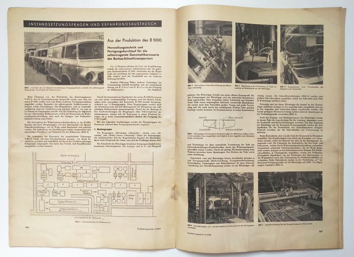 Kraftfahrzeugtechnik Nr 12 Schnelltransporter Barkas B1000 DDR Zeitschrift 1962