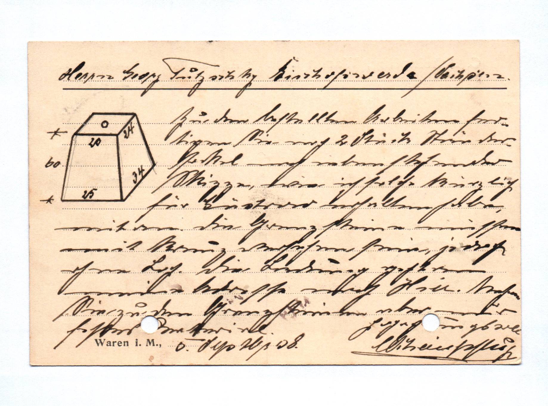 3x Bahnpost Waren Müritz Postkarte 1906