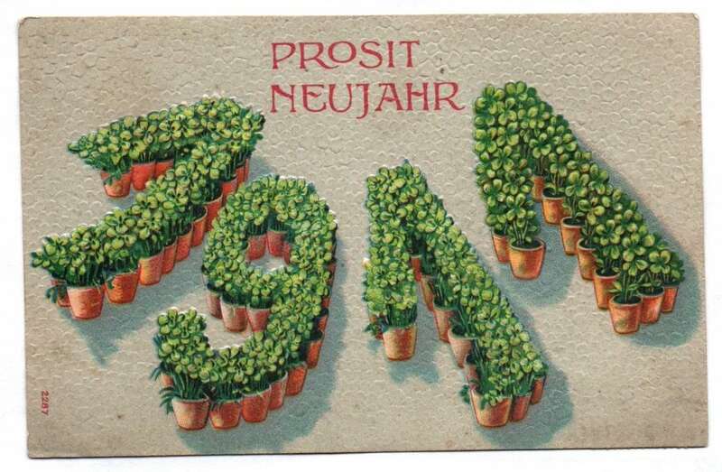 Geprägte Postkarte 1911 Prosit Neujahr 