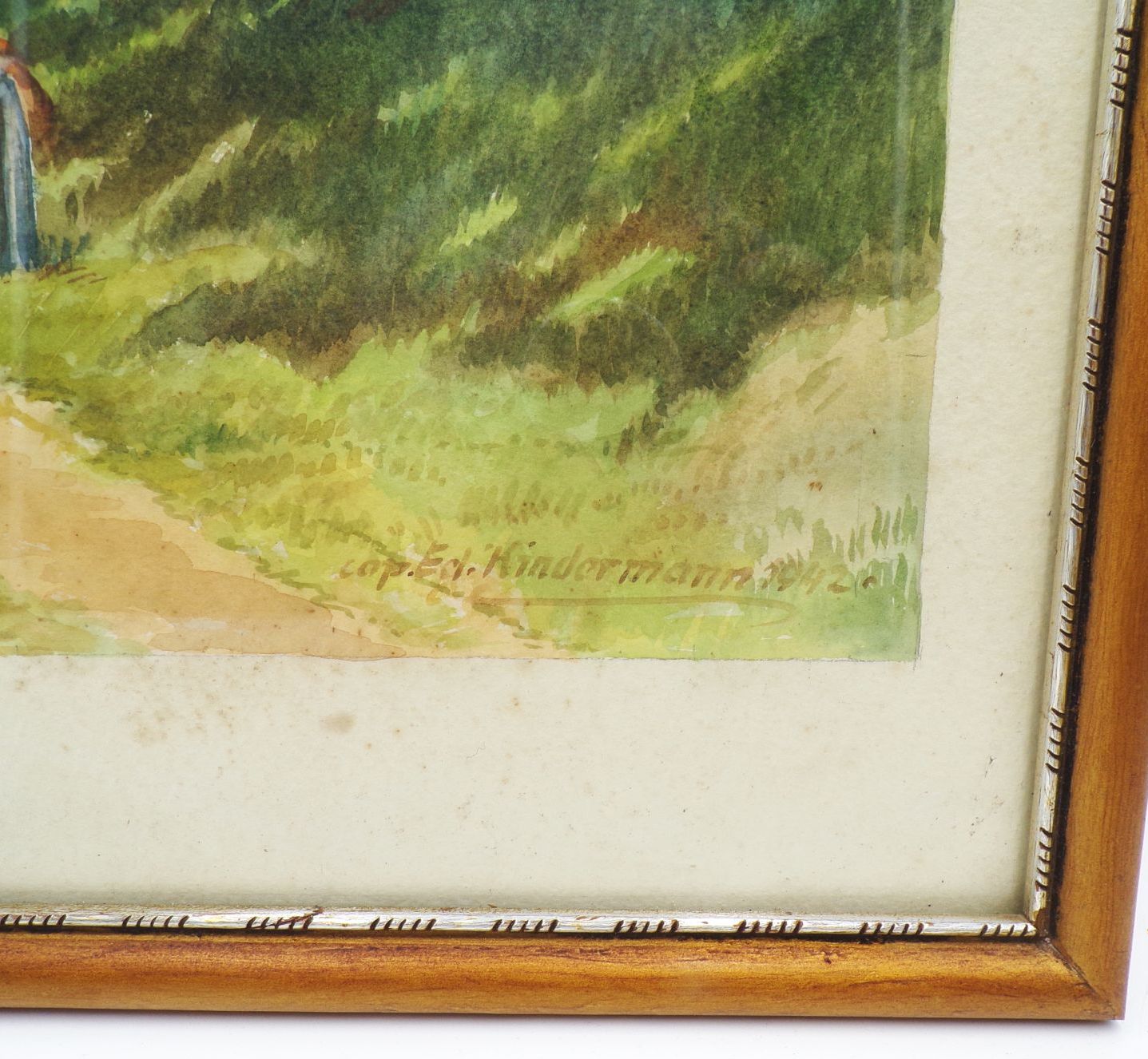 Aquarell Cop Ed Kindermann 1942 Landarbeiter bei der Rast Landwirtschaft 