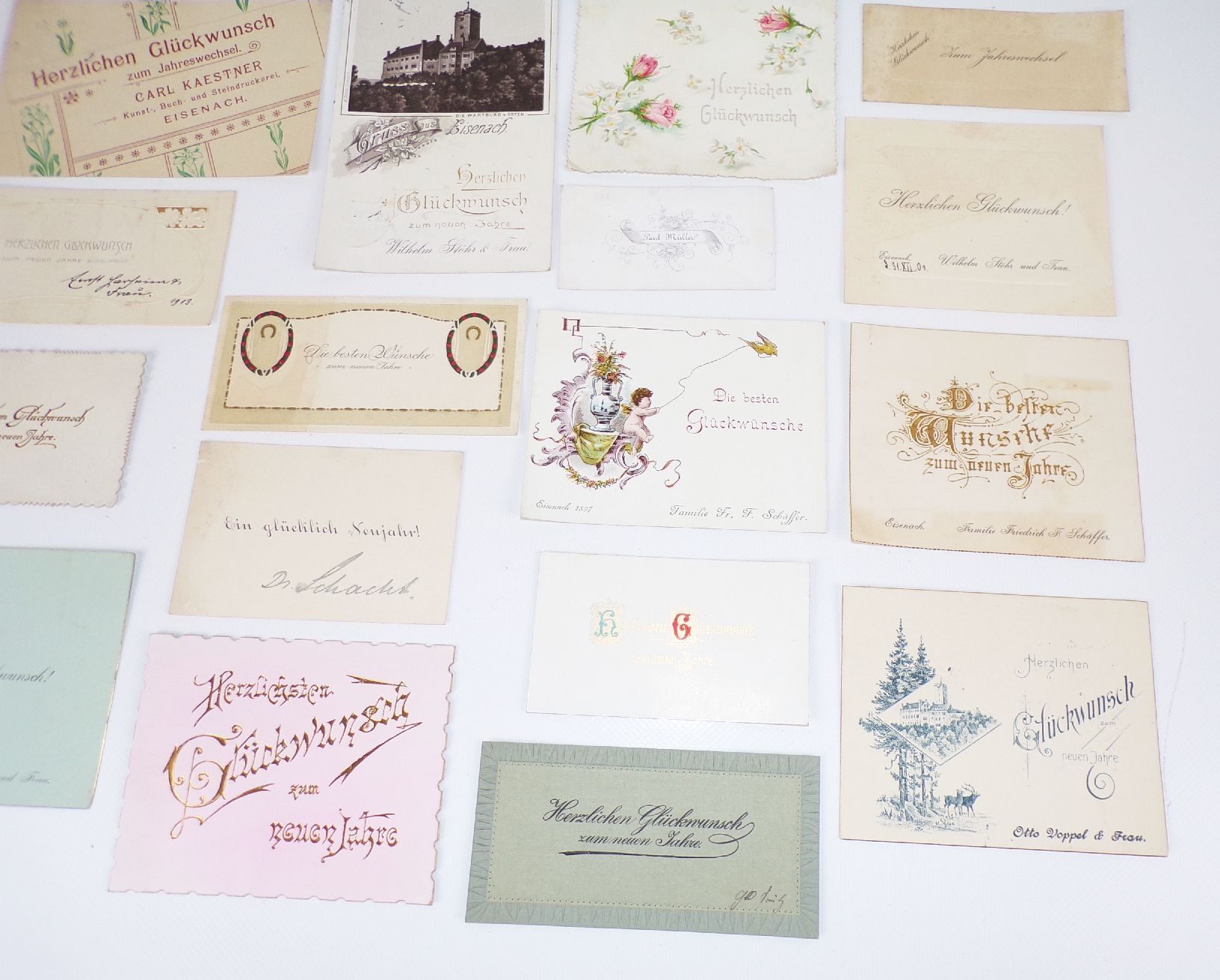 Konvolut alter Glückwunschkarten Neujahr Karten meist Eisenach um 1900 Konvolut alter Glückwunschkarten Neujahr Karten meist Eisenach um 1900