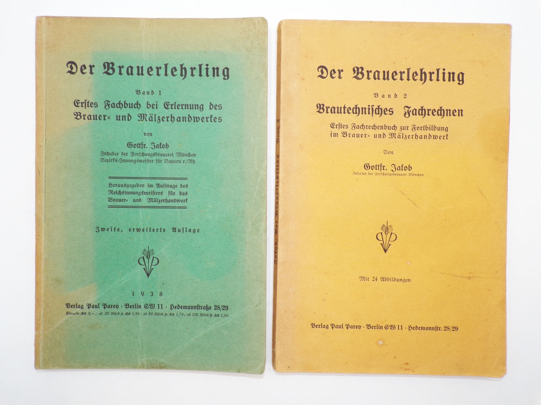 Der Brauerlehrling Band 1 und 2 Gottfried Jakob 1938 Brauerei 