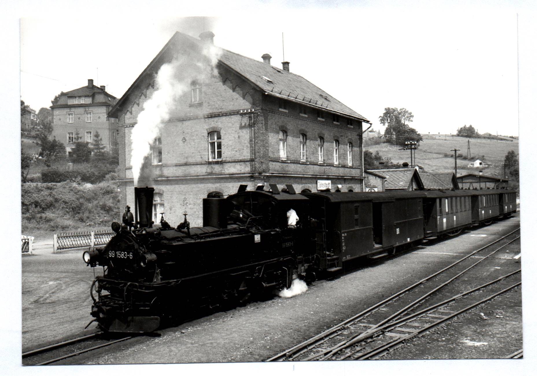 Foto Dampflok 99 1583-6 Bahnhof Jöhstadt 1984
