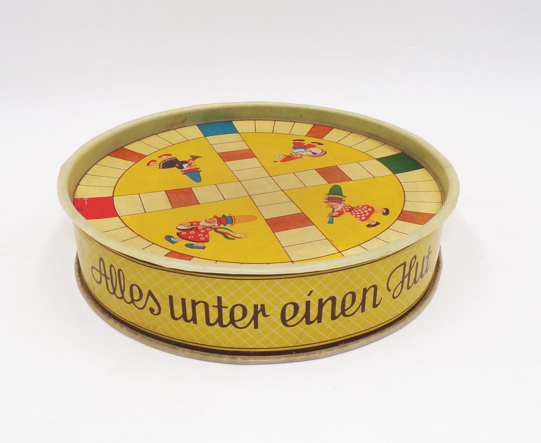 Alles unter einen Hut Würfelspiel 1958 DDR Brettspiel Dose 