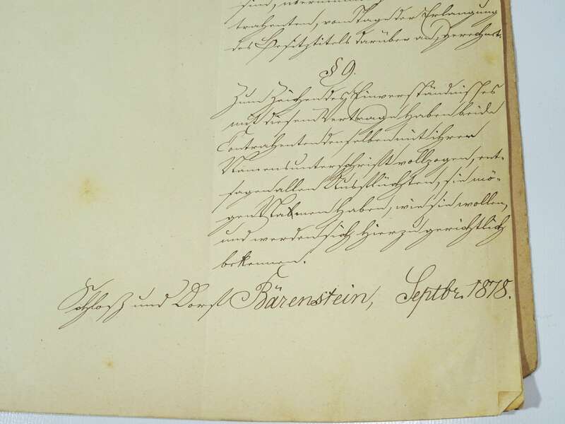 Akte Major Hannibal von Lüttichau Schloss Bärenstein Kaufvertrag 1879