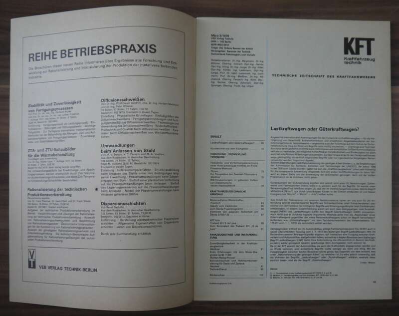 KFT März 1978 Trabant 601 Zur Perspektive des Zweitakt Ottomotors