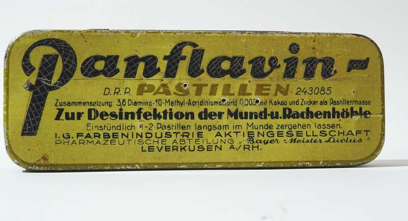 Alte Blechdose Panflavin Pastillen Bayer Leverkusen 1920er 1930er