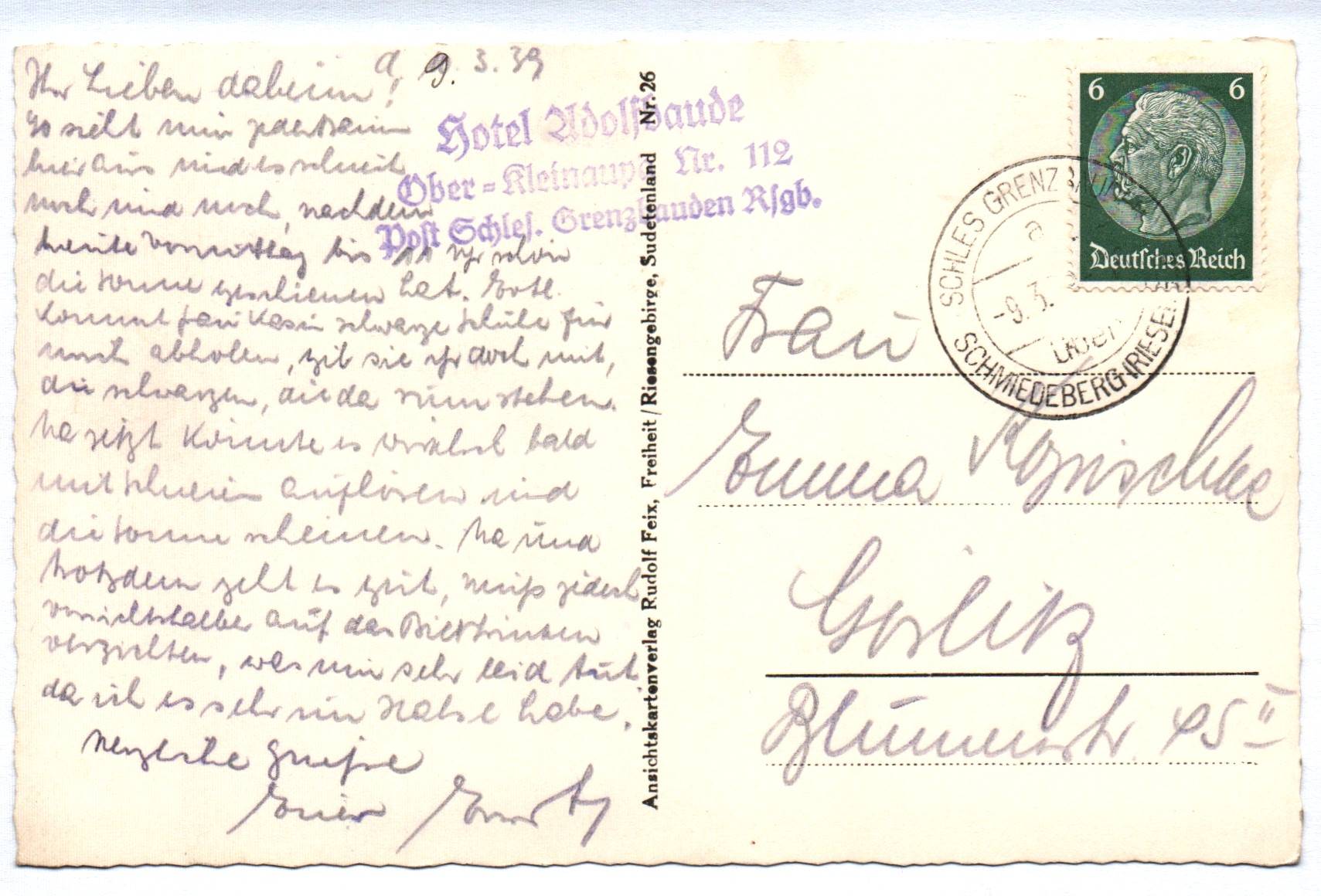 Foto Ak Sudetenland Riesengebirge Wintermärchen 1939