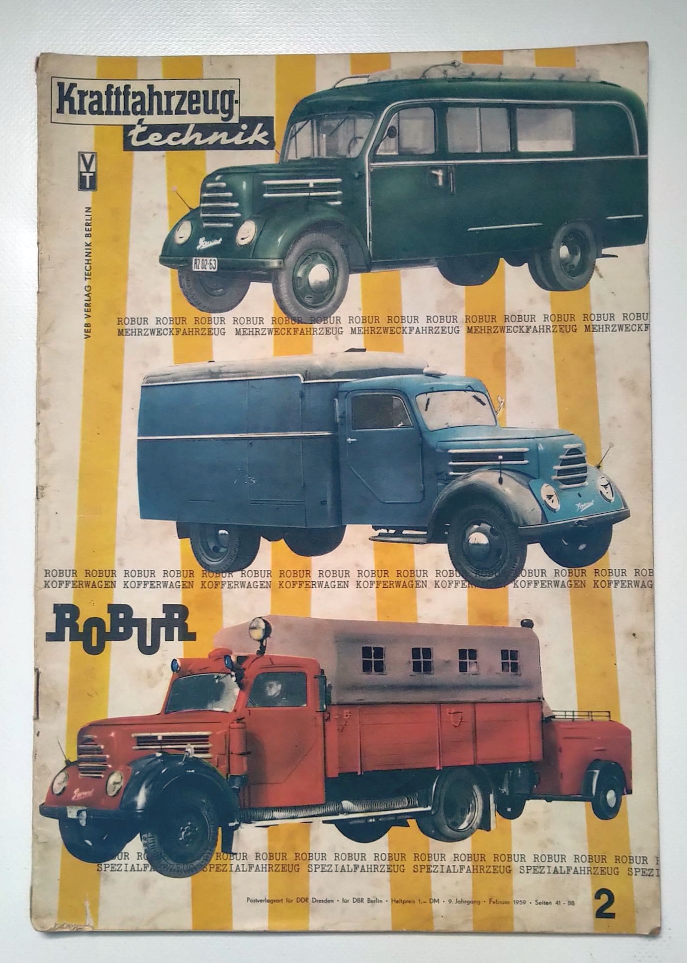 Kraftfahrzeugtechnik Zeitschrift DDR Nr 2 ROBUR Luftfederung 1959
