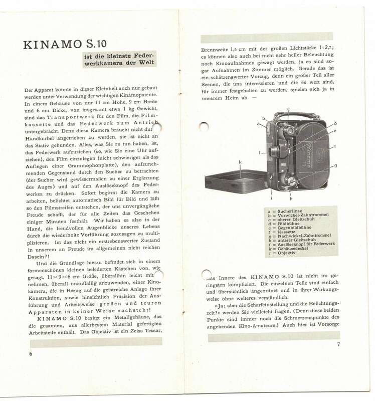 Prospekt Zeiss Ikon Schmalfilm Kinematograph 1929 Heimkino Kinamo S10 !