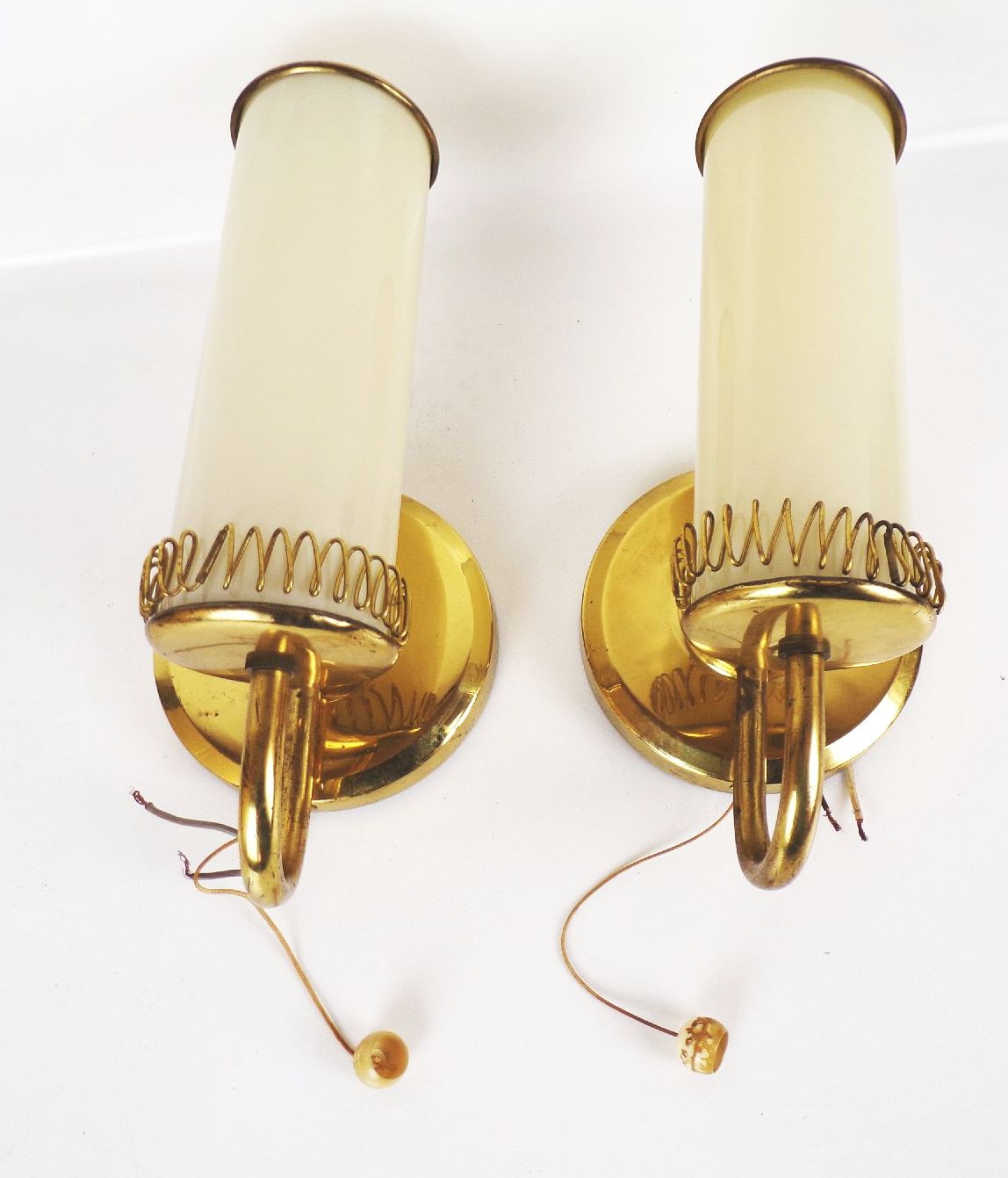 Wandlampe Mid Century Pärchen 2 Stück Messing Glas E14 Vintage 