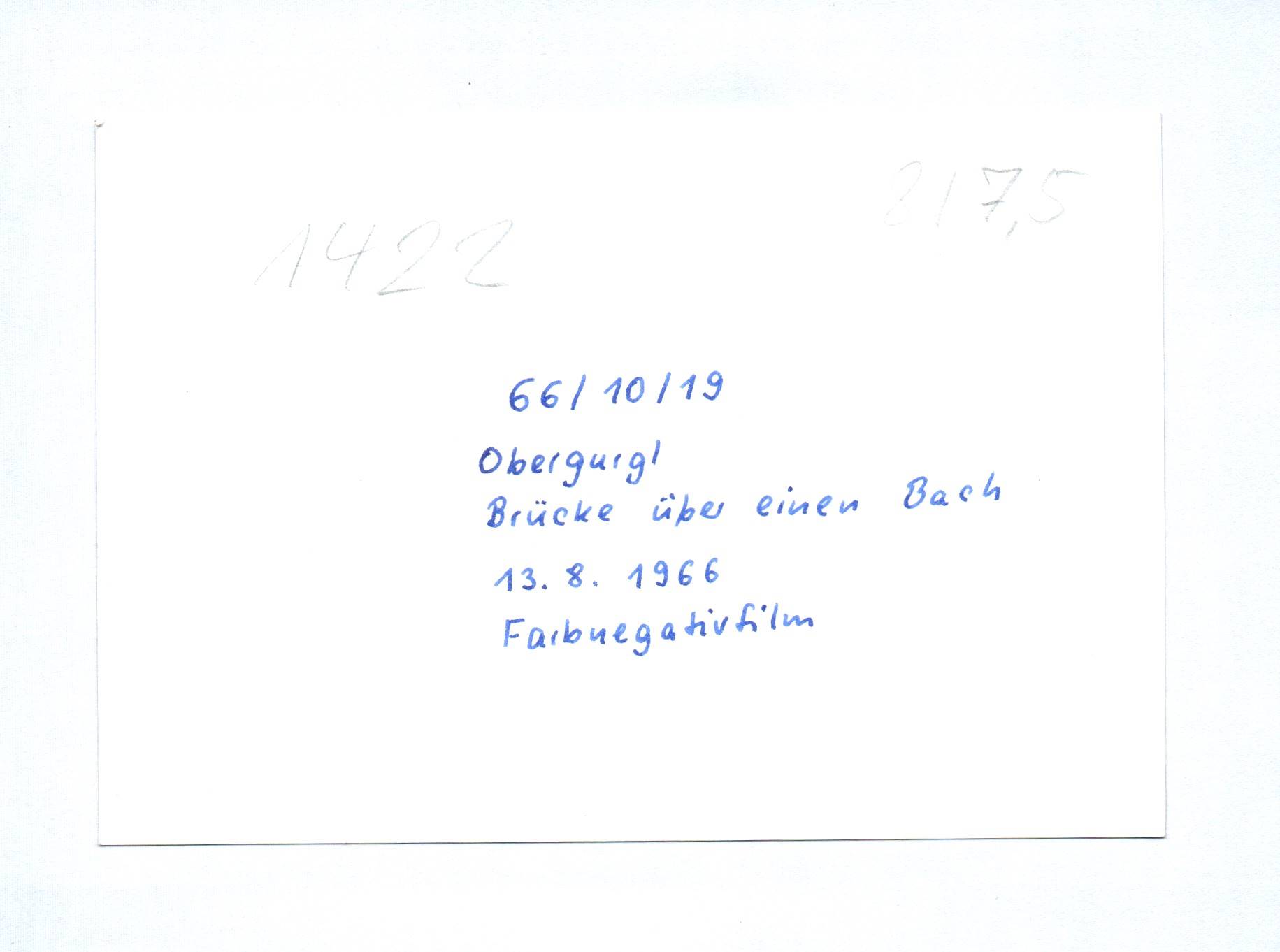 Foto Obergurgl Brücke über einen Bach 1966