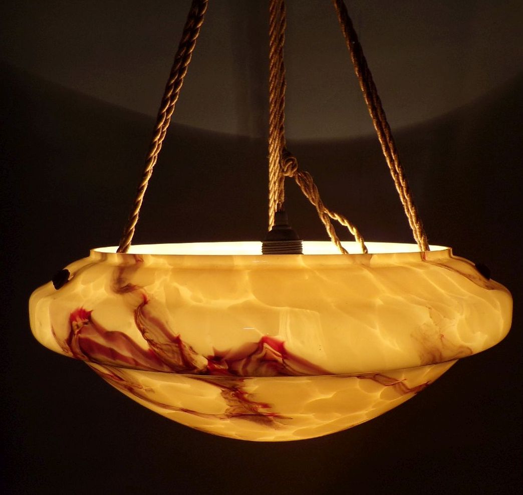 Alte Schalenlampe Art Deco E27 Marmor Optik Deckenleuchte 