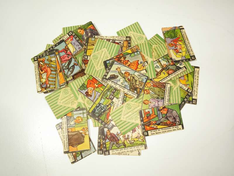 Altes Reklame Spiel ÖVA Versicherung 1 x 1 Dresden Legespiel 1930er 