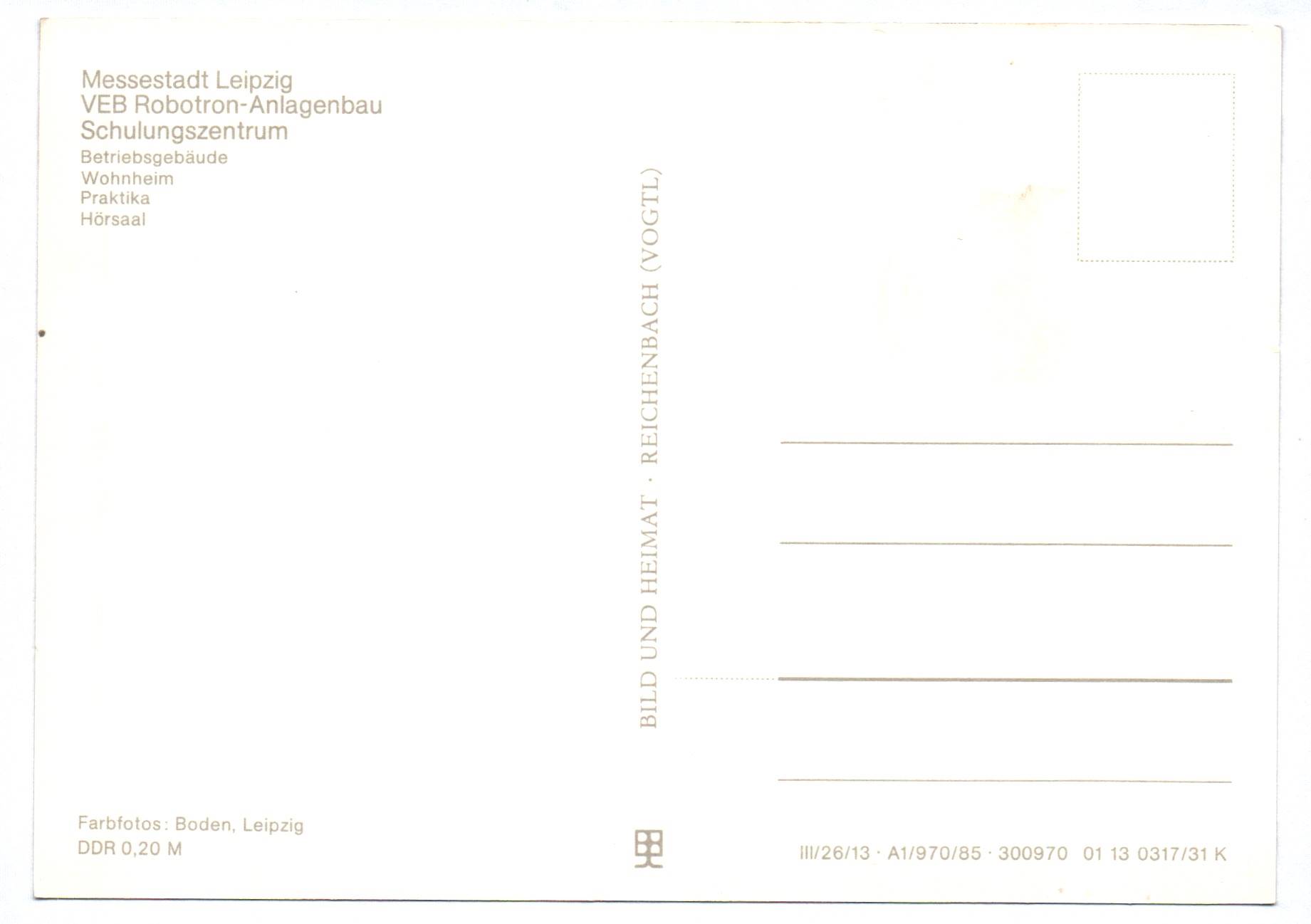 Ak robotron DDR Leipzig 1985 VEB Anlagenbau Ak robotron DDR Leipzig 1985 VEB Anlagenbau
