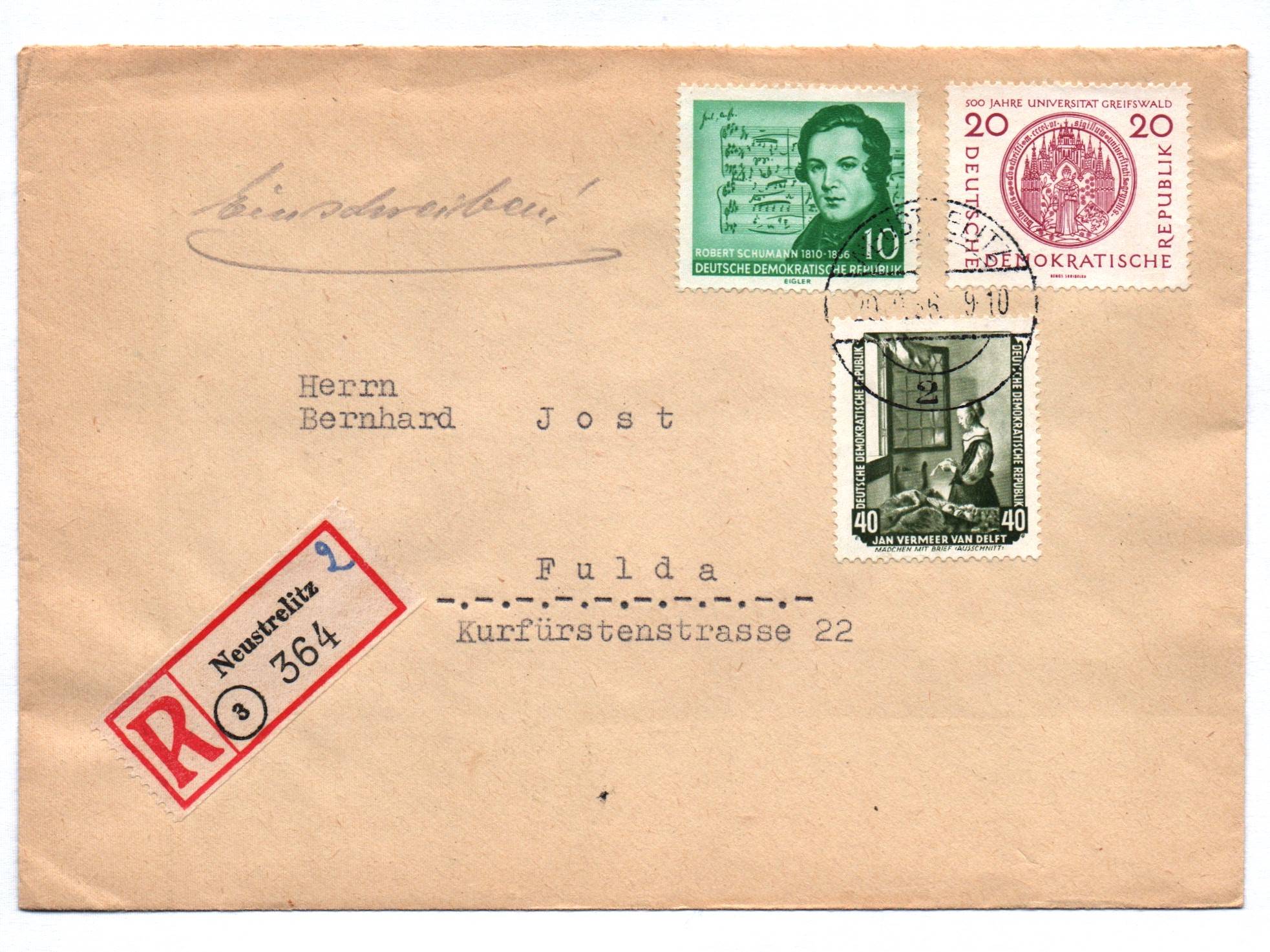 R Brief Neustrelitz Einschreiben nach Fulda