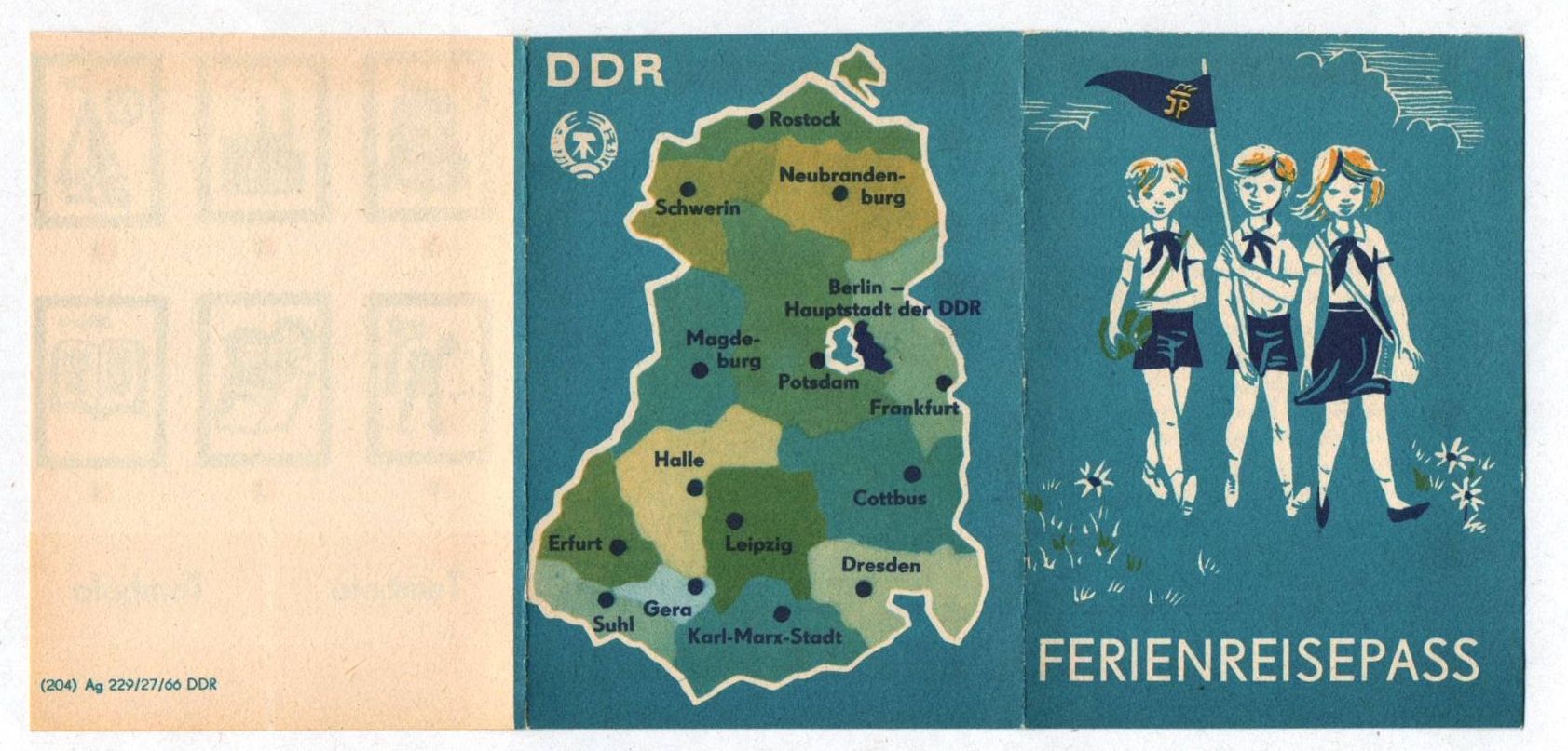 Junge Pioniere Ferienreisepass Ferienausweis blanko 1966 DDR Ausweis JP Junge Pioniere Ferienreisepass Ferienausweis blanko 1966 DDR Ausweis JP