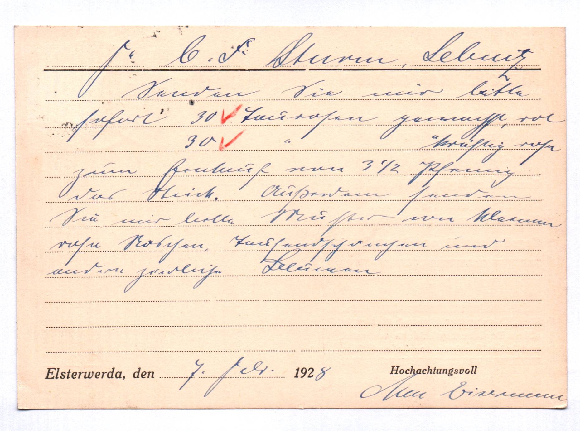 Elsterwerda Postkarte Buchdruckerei Max Eisermann Anfertigung Druckarbeiten 1928 Elsterwerda Postkarte Buchdruckerei Max Eisermann Anfertigung Druckarbeiten 1928