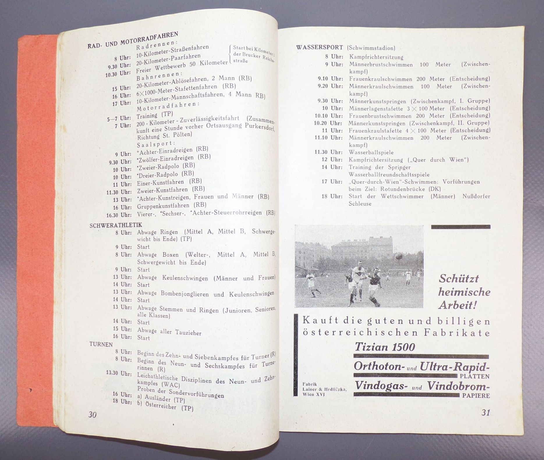 Wien 2 Arbeiter Olympiade 1931 Festführer Sozialisten Sportinternationale 