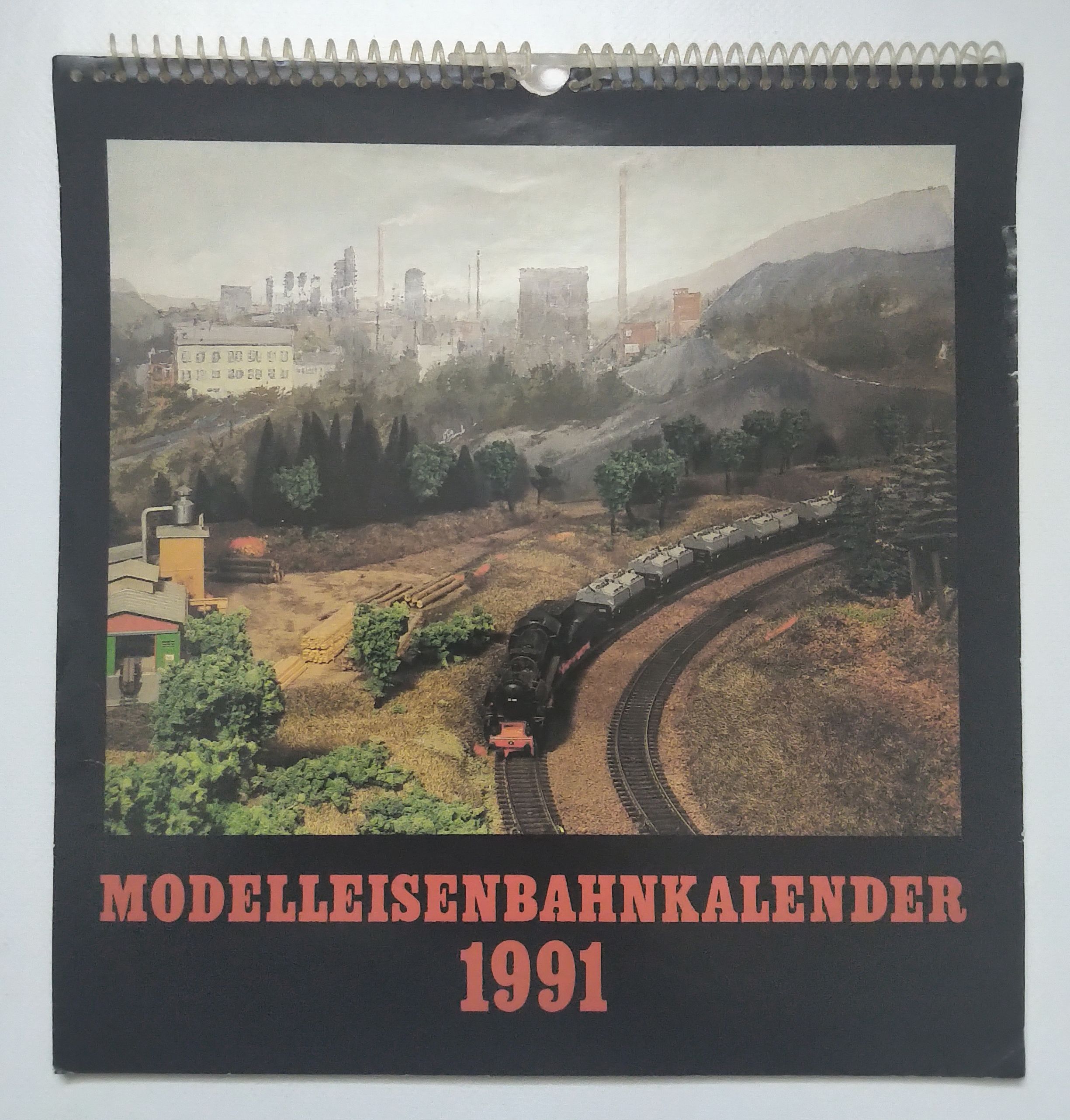 Modelleisenbahn Kalender 1991 Lok 52 200 mit Güterzug