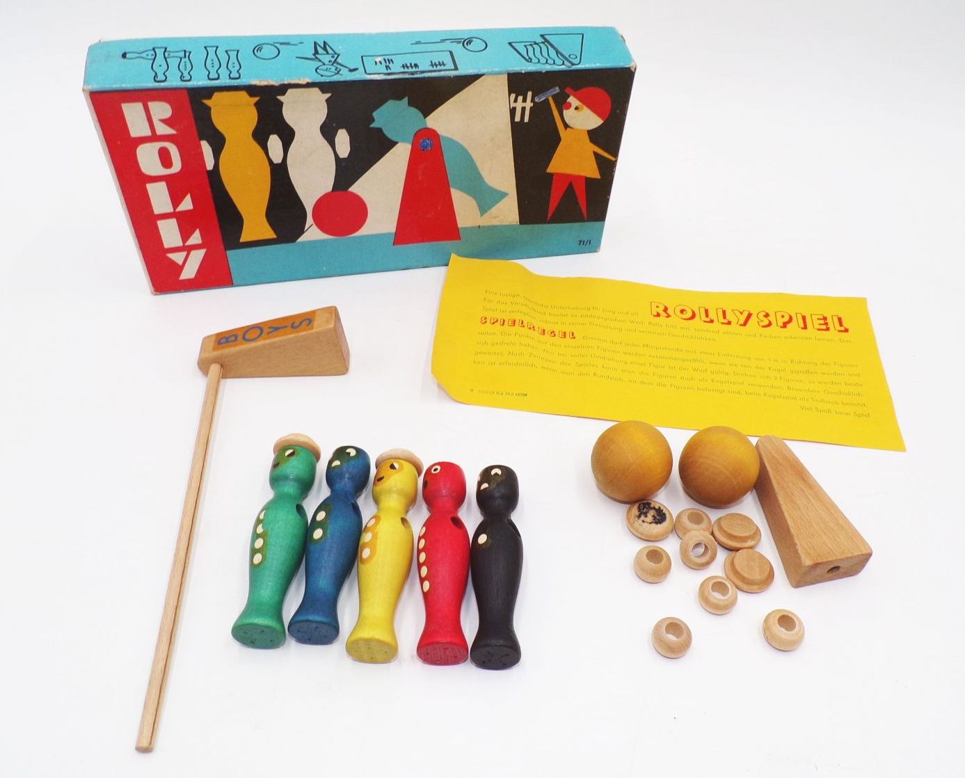 Holzkegelspiel Rolly Boys von Berbis DDR um 1970 vintage
