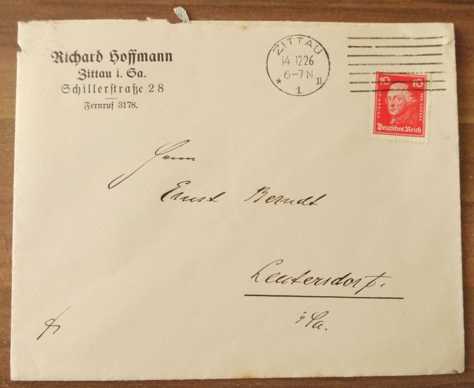 Brief DR 1926 Firmenbrief Richard Hoffmann Zittau Sachsen