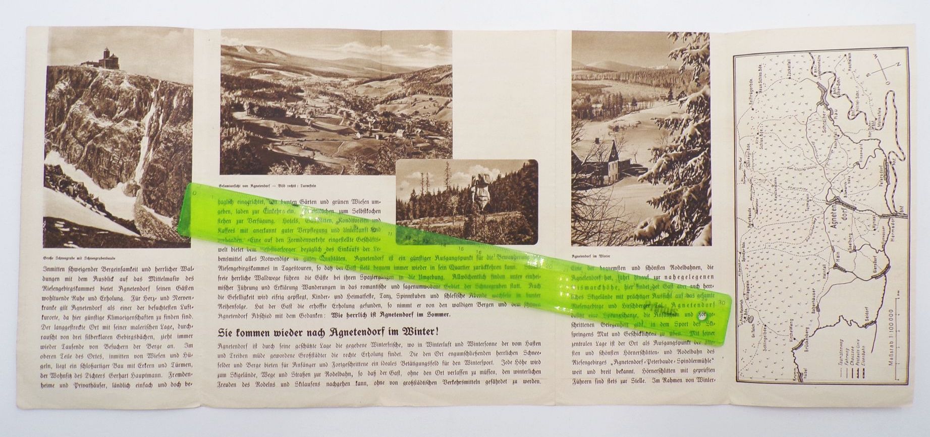 Prospekt Sommer und Winterkurort Agnetendorf im Riesengebirge 1938