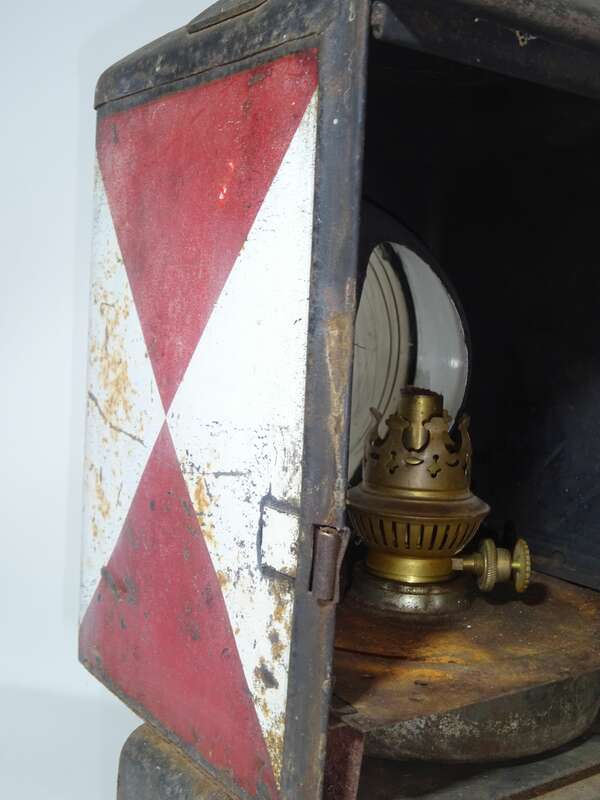 Alte Signallampe Eisenbahn Bahnlampe Laterne Petroleumlampe Vintage Deko (2