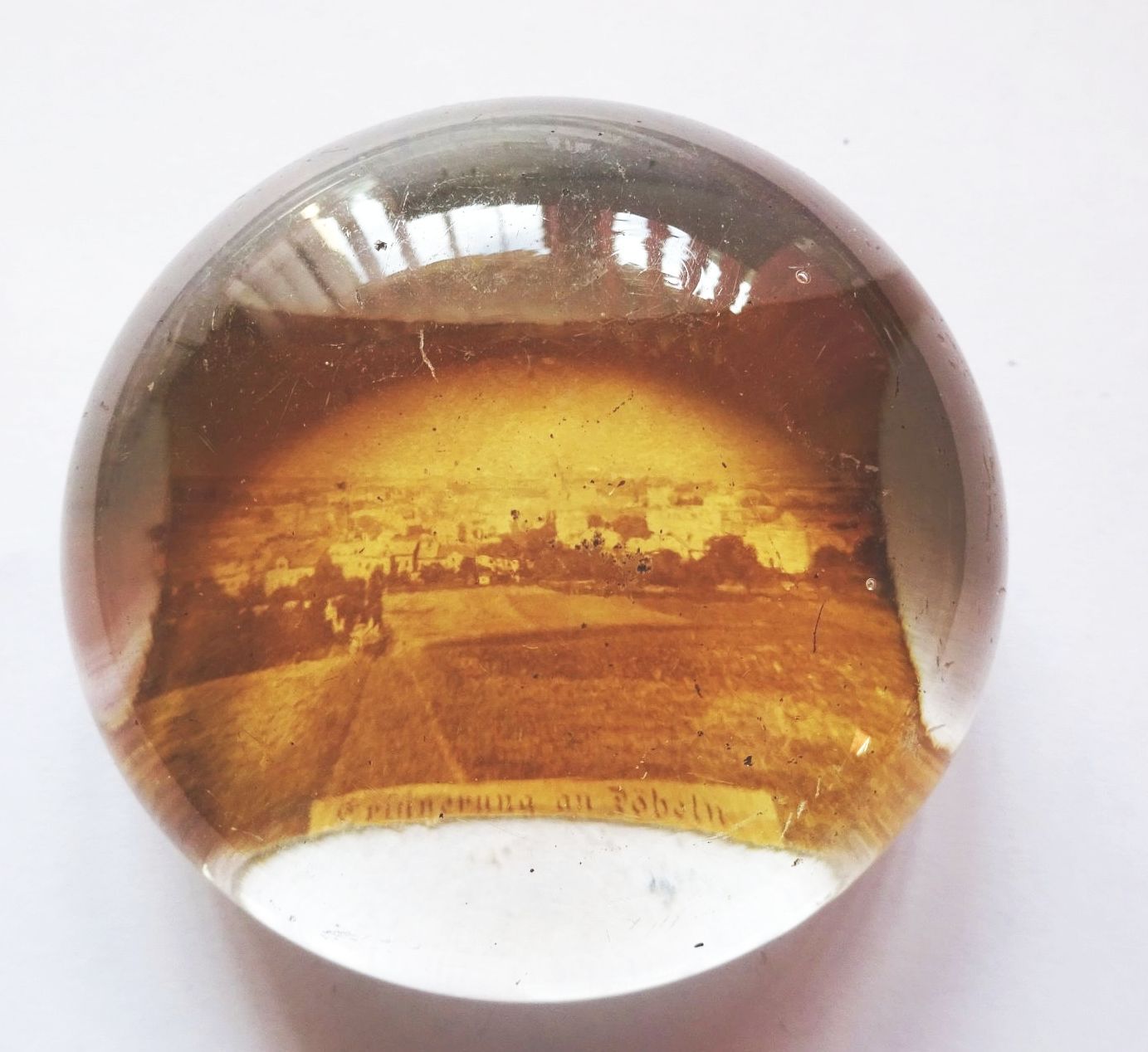 Alter Briefbeschwerer Erinnerung an Döbeln um 1900 Andenken Glas Alter Briefbeschwerer Erinnerung an Döbeln um 1900 Andenken Glas